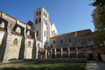 Fototapeta na wymiar Vezelay, France-October 16, 2018: Basilica Sainte-Marie-Madeleine in Vezelay