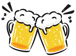 乾杯のイラスト 手書き風