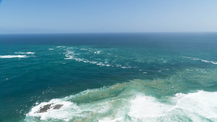 The meeting of two bodies of water - the Tasman Sea and the Pacific Ocean, New Zealand
