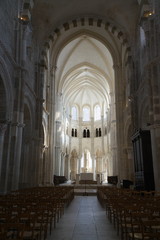 Vezelay, France-October 16, 2018: Interior of Basilica Sainte-Marie-Madeleine in Vezelay