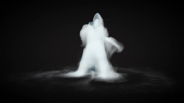 Animation of an ice wizard casting magic