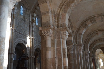 Fototapeta na wymiar Vezelay, France-October 16, 2018: Interior of Basilica Sainte-Marie-Madeleine in Vezelay