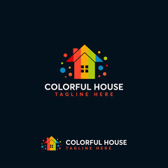 Colorful House logo designs vector, House Painting logo symbol