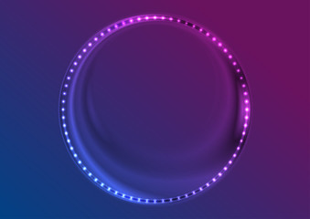Neon led lights abstract circle frame background