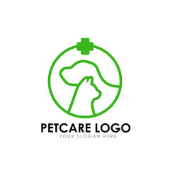pet clinic logo design template. cat and dog vector silhouette