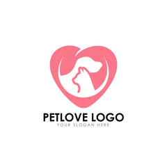 pet love logo design template. pet care vector icon