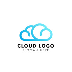 cloud tech logo design in line art style. cloud logo design vector icon