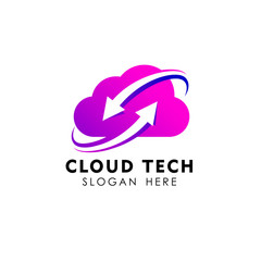 cloud  sync logo design template. cloud tech logo design
