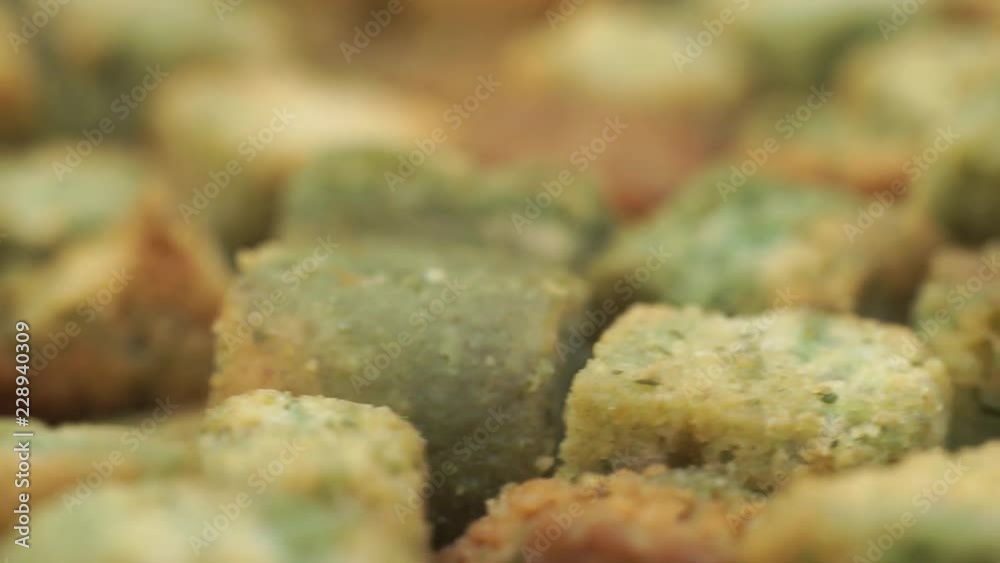 Poster Bread crumbs background macro view, rotation 360 degrees.