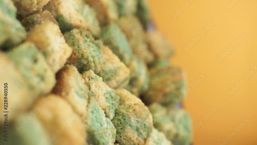Poster Bread crumbs background macro view, rotation 360 degrees.