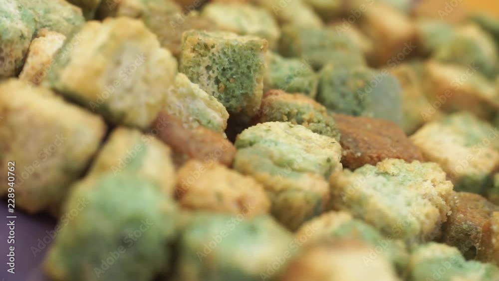 Poster Bread crumbs background macro view, rotation 360 degrees.