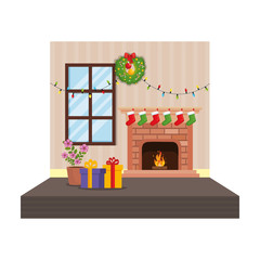 living room with christmas decoration scene