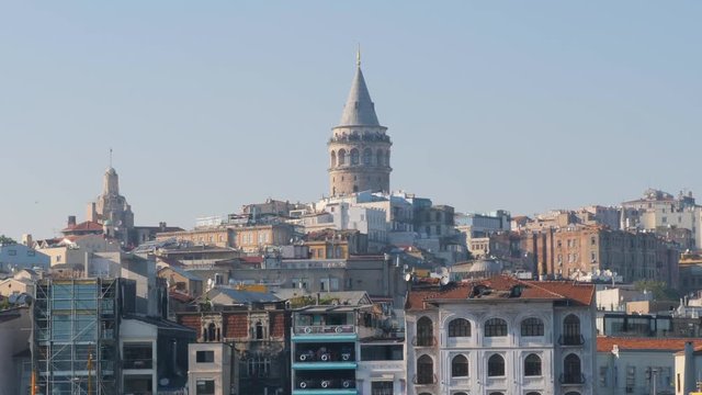 Galata Tower, Istanbul, Turkey. 4K.