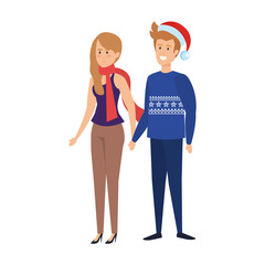 young couple with winter clothes