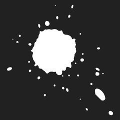 Vector cartoon black blot, spilled ink stain, brush stroke in grunge style. Dirty artistic design element, box, frame or background for text.