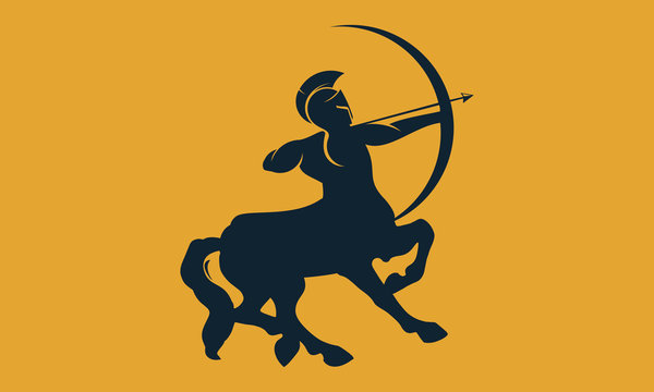 Abstract logo archery, financial and sport symbol.centaur logo design template
