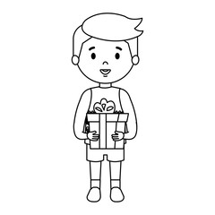 Obraz premium little boy with winter clothes and gift