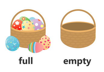 Opposite full and empty vector illustration, Opposite English Words full and empty vector illustration on white background © phanuchat