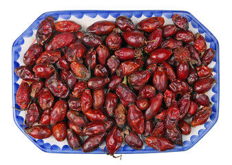 Red autumn dried  berries of forest hips contain a large amount of vitamin C