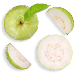 Top view Guava fruit isolated on white clipping path