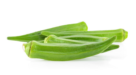 Green Okra isolated on the white background