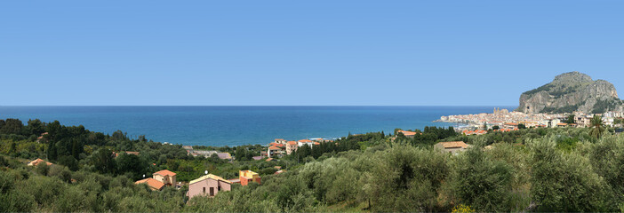 panoramic view of the Cefalu. Cefalu is a delicious historic and turistic town in the Palermo's...