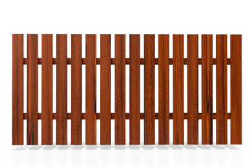 Wooden fence on white background, 3D rendering