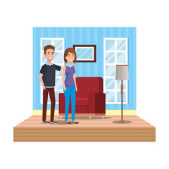 couple in livingroom place scene