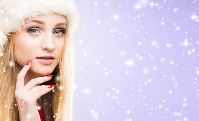 Portrait of young and pretty girl. New year and Christmas concept. 