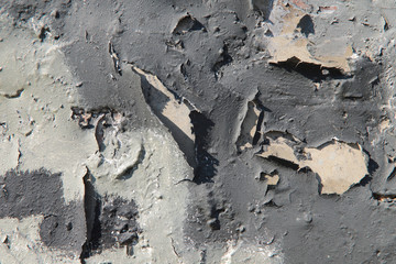 Background of the vertical surface of the old wall treated with gray paint .. Texture, cropped...