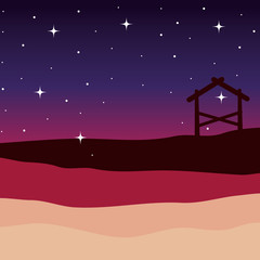 desert night with stable manger scene