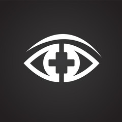 Obraz premium Ophtalmology eye on black background icon