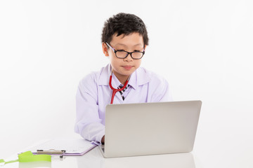 the boy plays a doctor