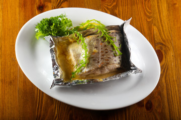 Steamed salmon