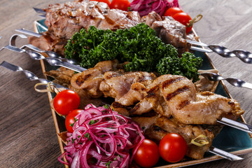 Grilled chicken and pork