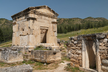 Ruins of the ancient town Hierapolis, now Pamukkale, Turkey