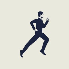 Fototapeta na wymiar Businessman running forward. Abstract illustration. Modern lifestyle metaphor. Web icon with for application