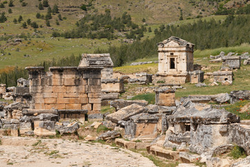 Ruins of the ancient town Hierapolis, now Pamukkale, Turkey