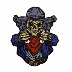 Cowboy skull kid vector illustration