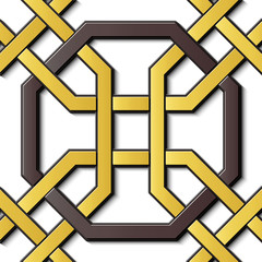 Seamless relief sculpture decoration retro pattern octagon geometry cross frame chain