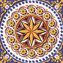 Seamless relief sculpture decoration retro pattern round spiral curve cross dot line frame flower kaleidoscope