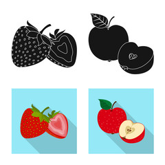Isolated object of vegetable and fruit icon. Collection of vegetable and vegetarian vector icon for stock.