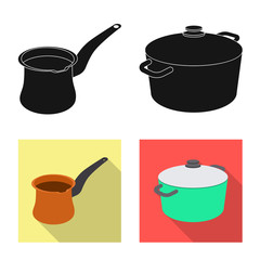 Vector illustration of kitchen and cook logo. Set of kitchen and appliance stock vector illustration.