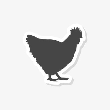 Chicken (Hen) sticker, chicken silhouette icon 