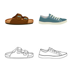 Vector design of shoe and footwear sign. Collection of shoe and foot vector icon for stock.