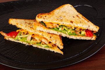 Club sandwich with chicken