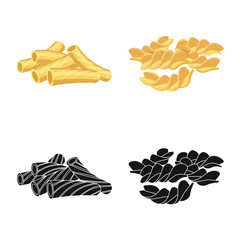 Naklejka premium Vector design of pasta and carbohydrate sign. Collection of pasta and macaroni stock vector illustration.