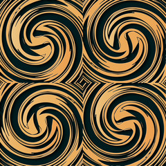 Fototapeta na wymiar Seamless relief sculpture decoration retro pattern gold spiral vortex cross wave kaleidoscope