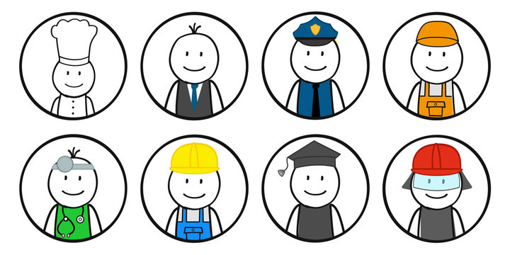 Button / Berufe / Ausbildung / Polizei / Handwerker  / Arzt / Student / Koch / Feuerwehr