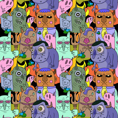 vector halloween pattern funny colorful monsters